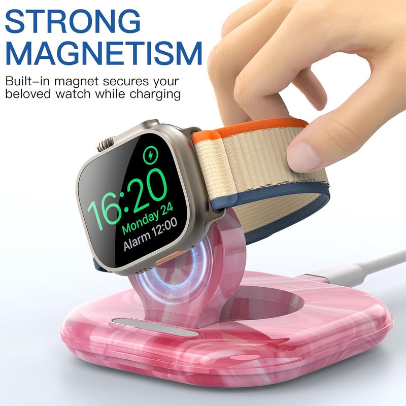 ZIKUREL for Apple Watch Magnetic Charging Dock - Fast Magnetic Charger Stand, Compatible with Apple Watch Series 2/3/4/5/6/7/8/9/10/Ultra 1 2, Supports Nightstand Mode, Portable Design for Travel - Image 3